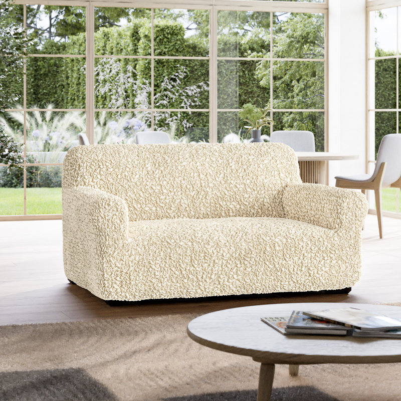 Housse pour causeuse extensible - Écologique et douce - Collection Fuco Cotton, Crème