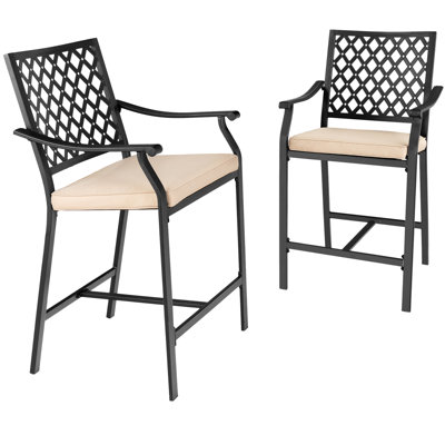 25" Patio Bar Stool with Cushion by Red Barrel Studio