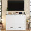 Lit armoire blanc avec moteur de charge et grand bac de rangement, plate-forme pliable pour les petits instruments de chambre d'amis