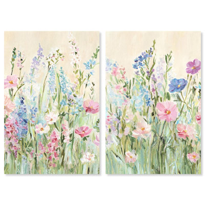 Soft Blooms Set Canvas Print Floral Wall Art Set by Art Remedy, Black Frame, 10 x 15