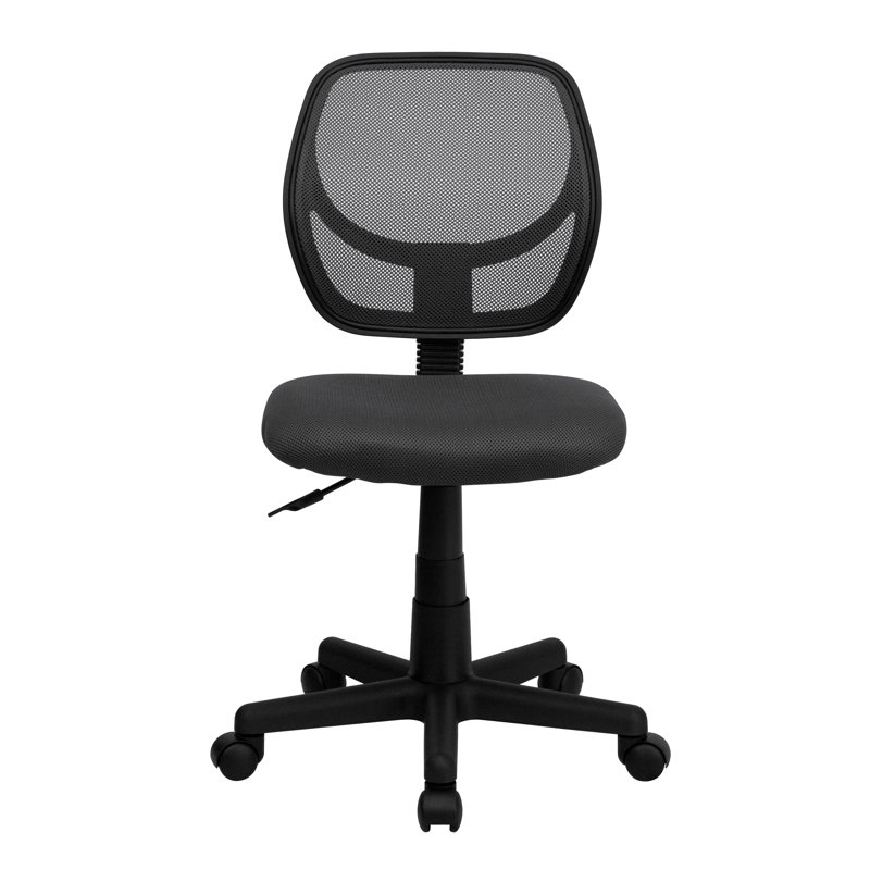 Low Back Mesh Swivel Task Office Chair with Curved Square Back, Gray, Not Included