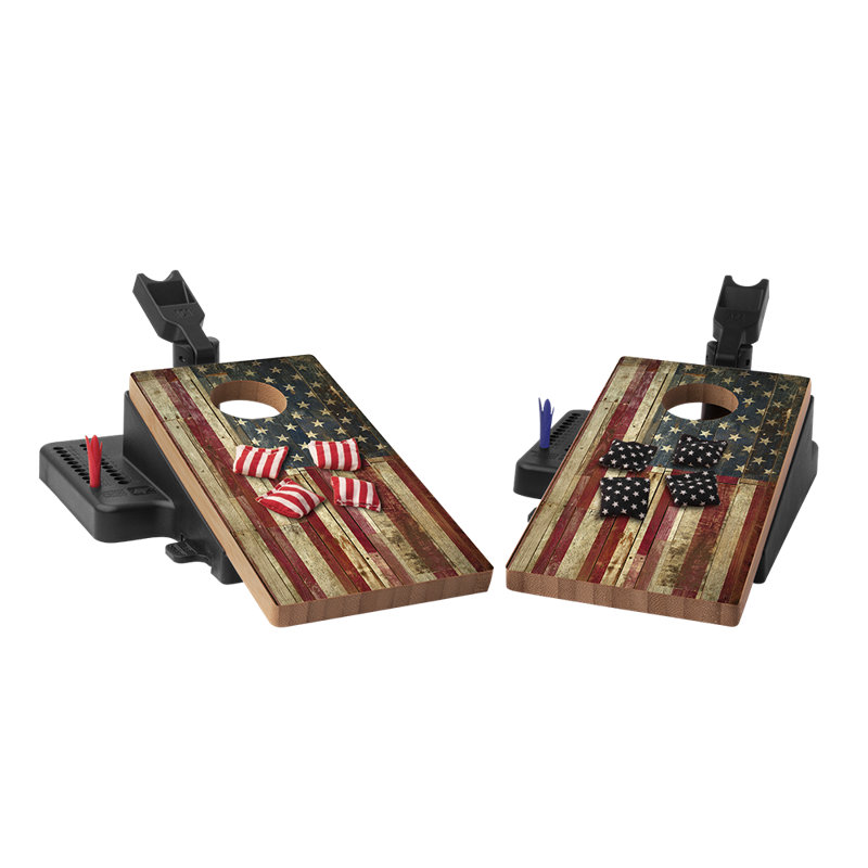 Rustic United States Flag Double Chuck Mini Cornhole Tabletop Game