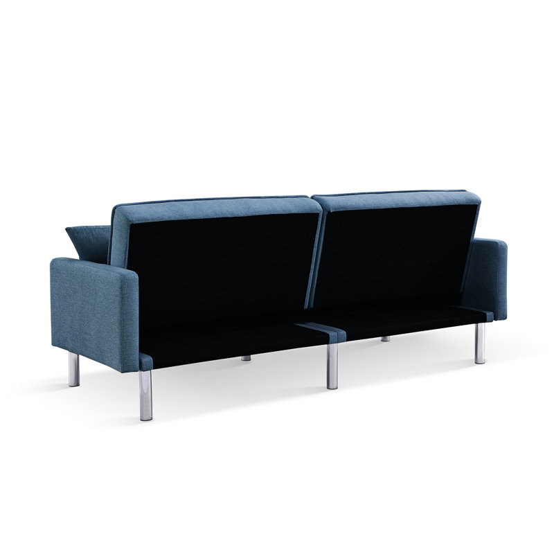 Degmo 84.6'' Upholstered Convertible Sofa, Blue 100% Polyester