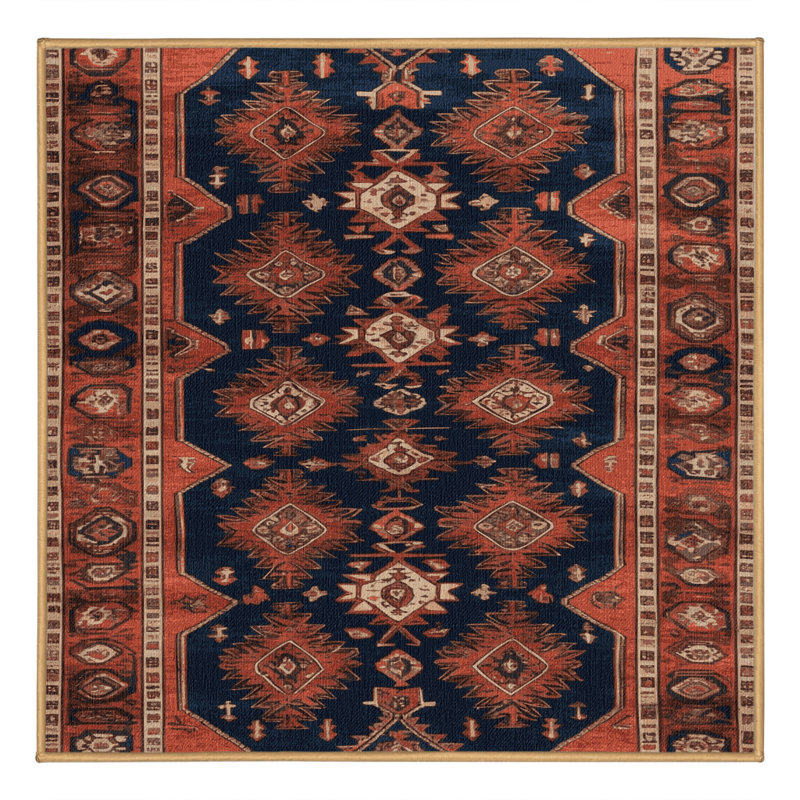 Machine Washable Persian Brown Area Rug, Square 4'