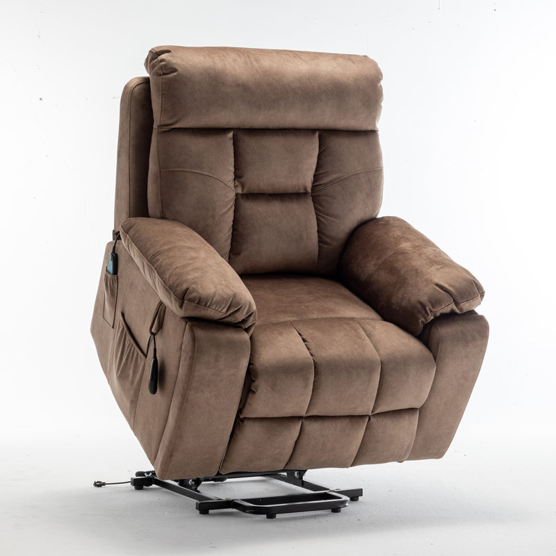 Chiraag Upholstered Heated Massage Chair, Brown Polyester Blend
