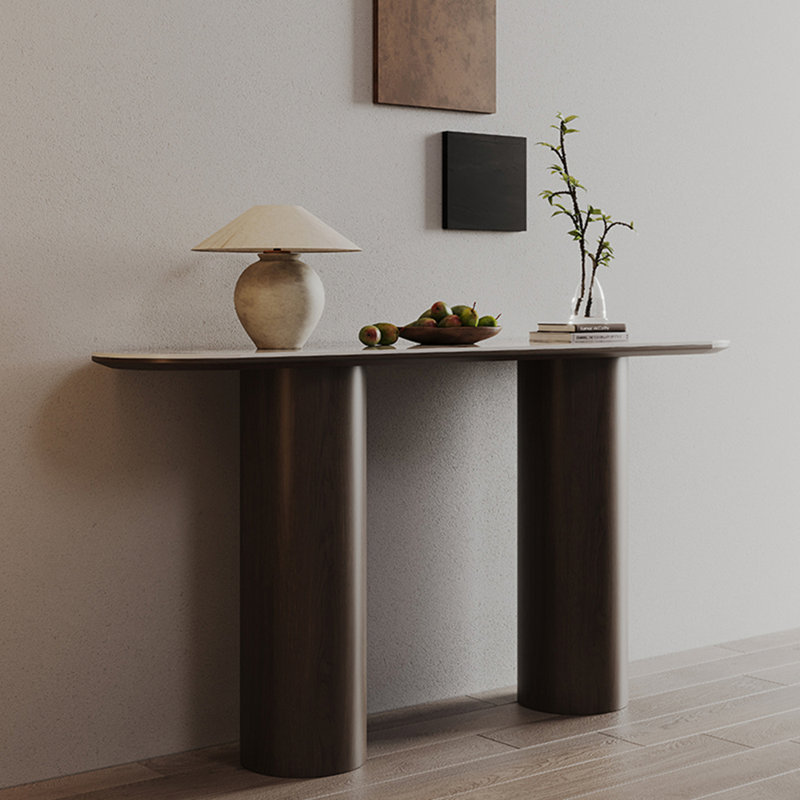 Simple retro oval console table, 33.5" H x 70.9" W x 15.7" D