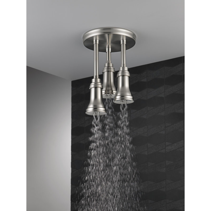 Luminaire suspendu avec tête de douche à pluie pleine technologie H2Okinetic, Acier inoxydable