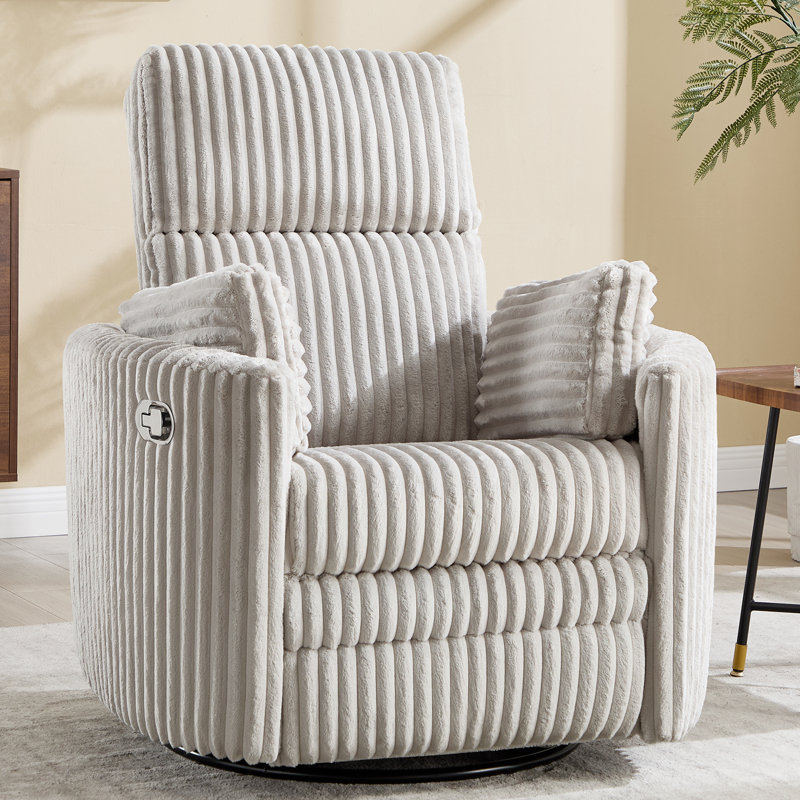 Experience Unmatched Comfort: Swivel Rocker Manual Recliner with Customizable Pillows, Beige