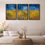 «Golden Harvest Rich Wheat Fields Under Swirling Skies Nature Wilderness Illustration Decor», 3 pièces-98249581-98249579