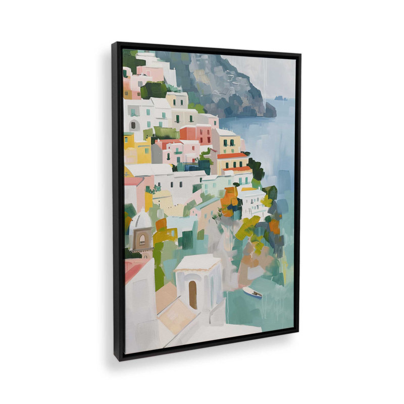 Coastal Village Glow III, H 19 po x l 13 po, Toile avec cadre, Noir satiné