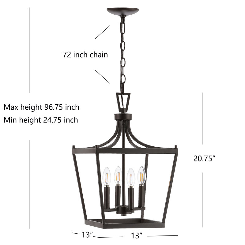 Luminaire suspendu géométrique à 4 lumières Napoli, Bronze huilé