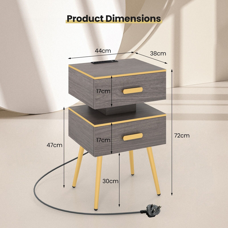 Dosch 44 cm W Bedside Table