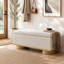 Repose-pieds de 50 po avec banc de rangement rembourré moderne avec rangement intérieur, tissu avoine, banc de bout de lit pour la chambre à coucher et le salon