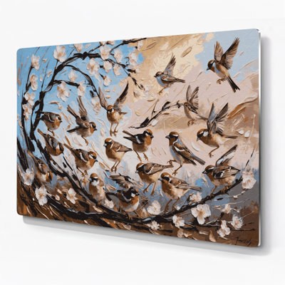 Birds Song Sparrow Gray Metal Wall Art