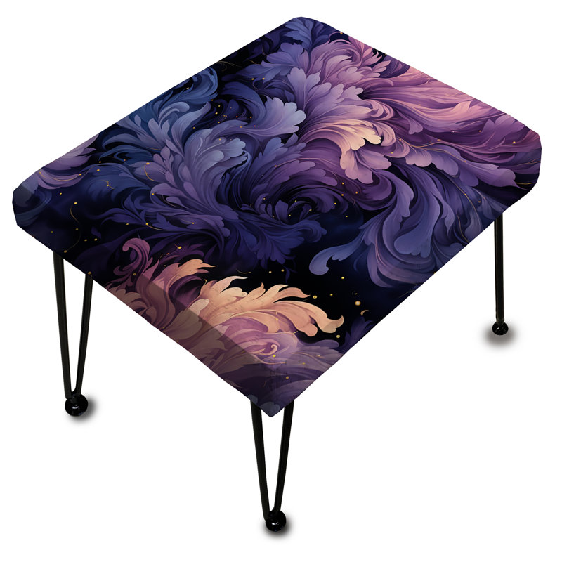 Celestial Purple Damask Mirage - Damask Rectangle Ottoman