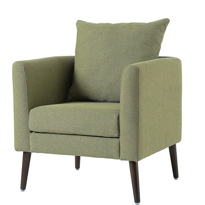 Chaise moderne décorée en tissu, décoration de fauteuil de salon, chaise de loisirs en tissu médiéval avec coussin, chaise de lecture confortable avec pieds en bois, convient aux salons, chambres à coucher, salles de réception (olive)