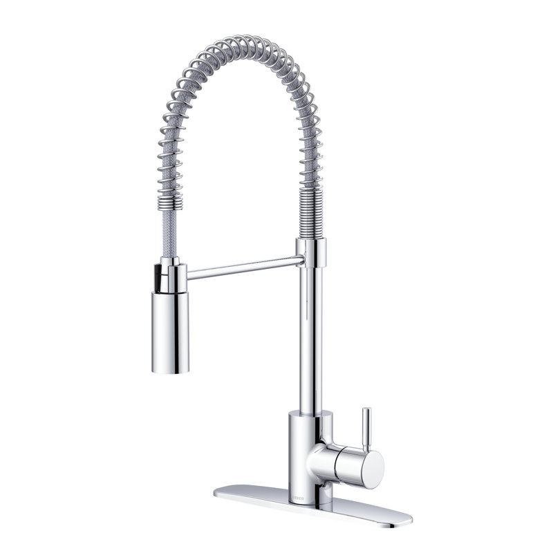 Robinet de cuisine à pré-rinçage à poignée simple The Foodie, Chrome