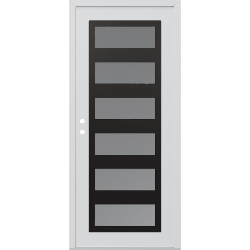 C9 droite 36 po X 80 po Porte d'entrée en panneau pré-montée en verre givré blanc et blanc, Oui, Gelé