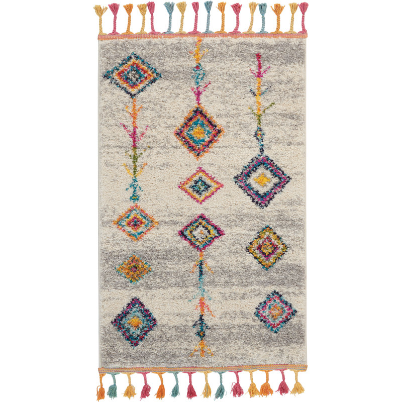 Tapis crème Lucina Tribal Bohemian, Rectangle 2 pi 2 po x 4 pi