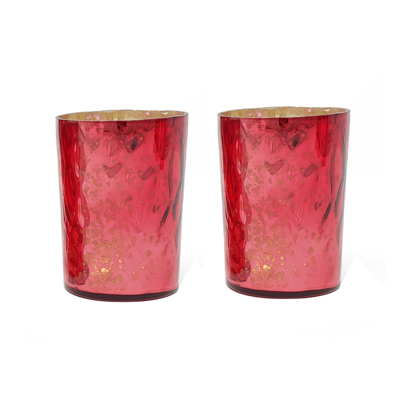 Porte-votive en verre tacheté, Rouge