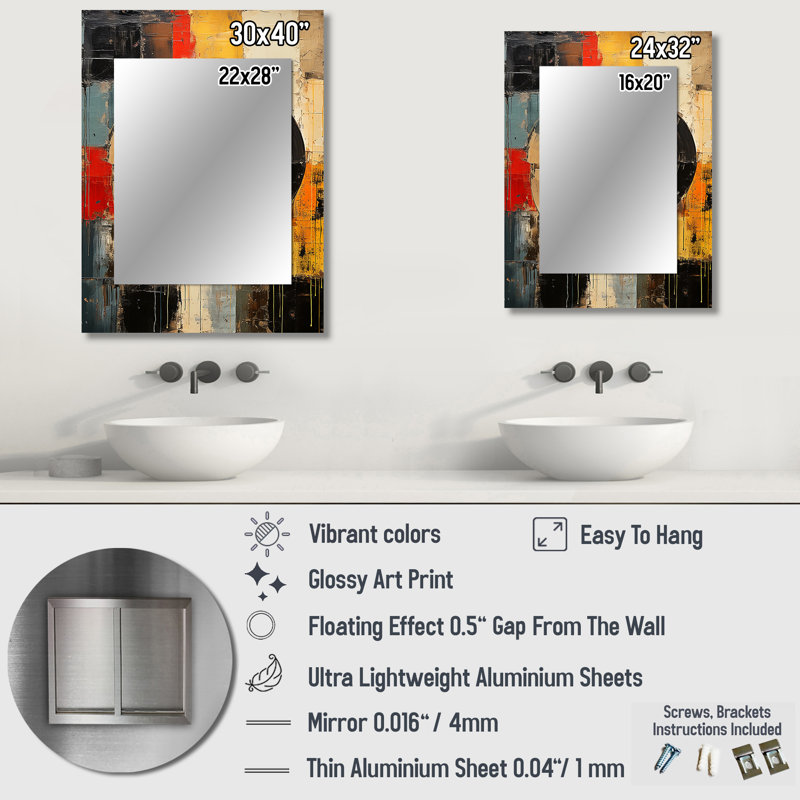 Napfle coloré rétro vinyle I - disque décoratif vinyle, miroir mural moderne, art imprimé en métal, 32 po x 24 po