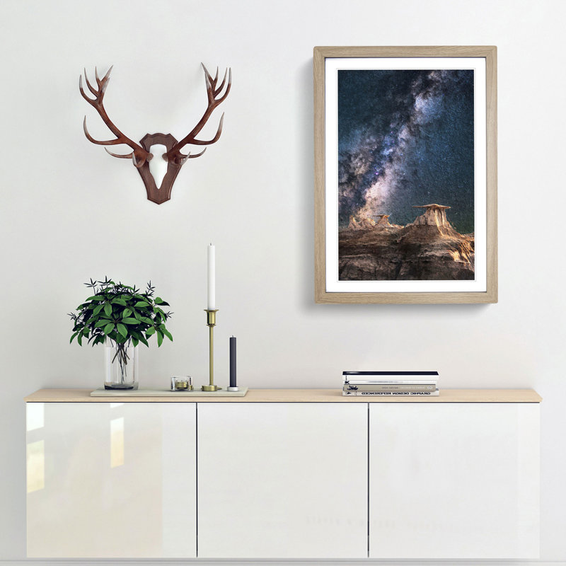 Starlight over Desert Rocks - Framed Print, Oak Framed, 36cm H x 27cm W x 2cm D