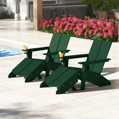 Chaise Adirondack moderne en poly avec repose-pieds (ensemble de 2)