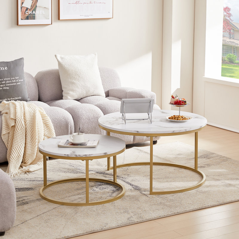 Jaquaya Frame Coffee Table, Gold, White