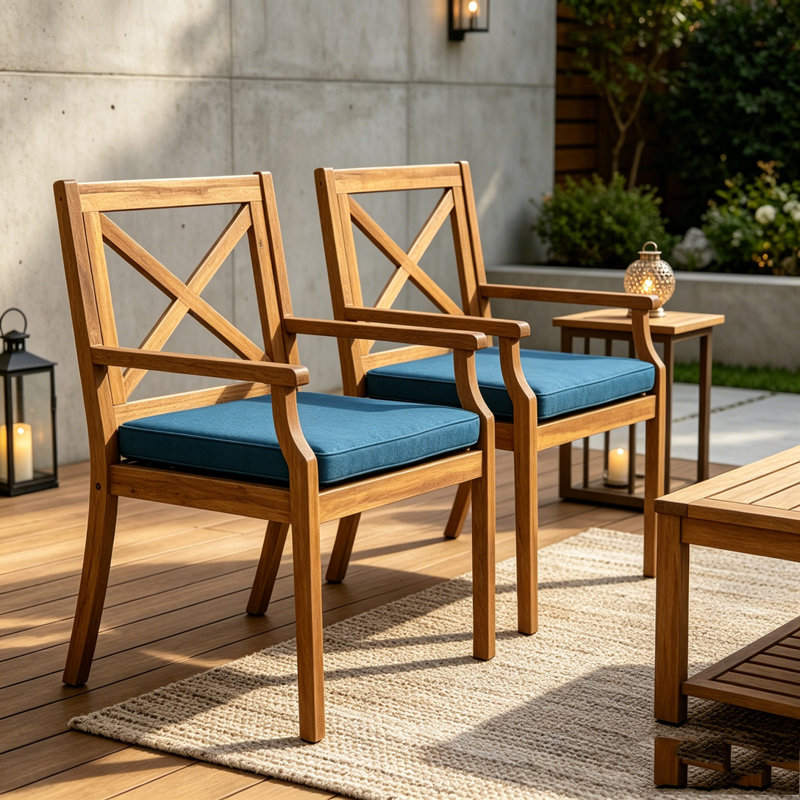 Chaise longue de patio 2 pièces, Bleu