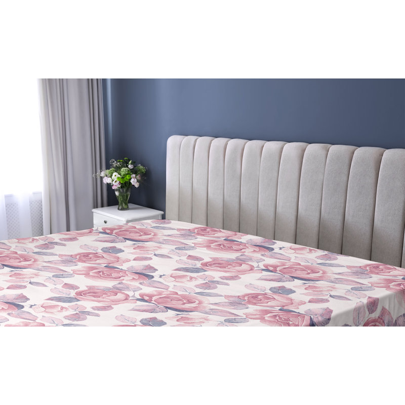 Drap-housse Ambesonne, Rosé, indigo, rose pastel / floral, Drap-housse grand
