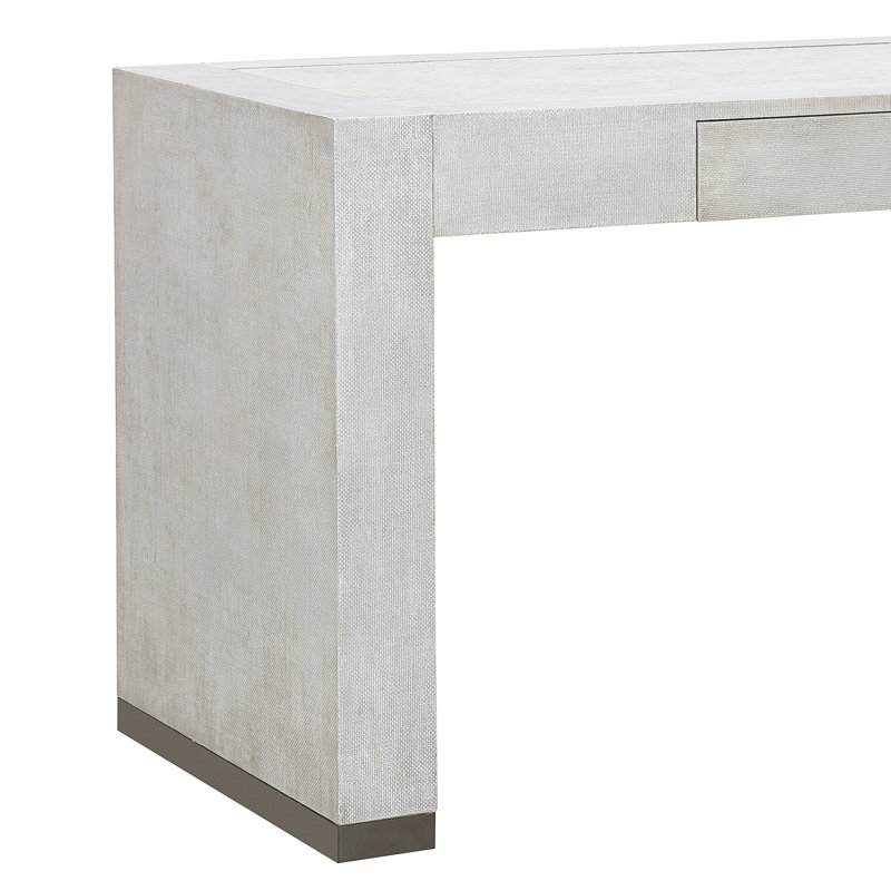 Gray Raffia Writing Desk with Keyboard Tray and Drawer
