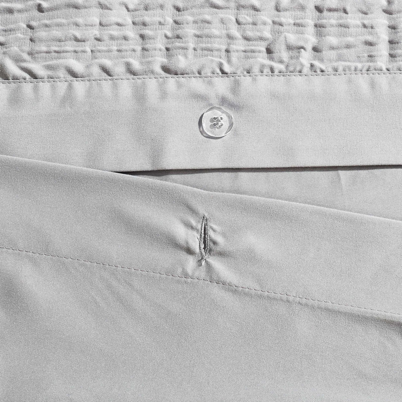 Gray Twin Gathered Embellishment Duvet Cover Set