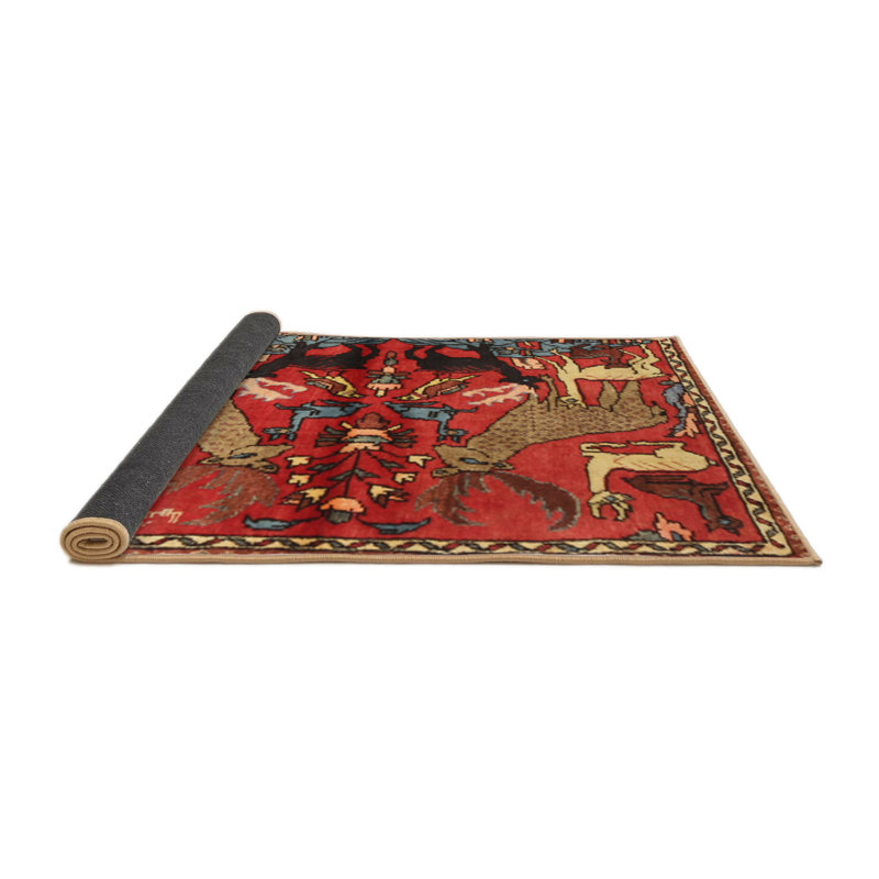 Tapis rouge/vert traditionnel Wiltsie, Rond 3 pi