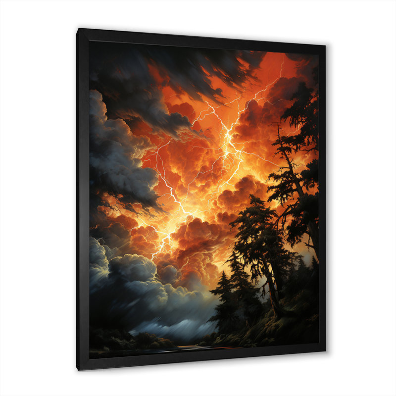 Lightning Fiery Streaks, reproduction d'art sur toile, Noir, H 44 po x l 34 po x P 1,5 po