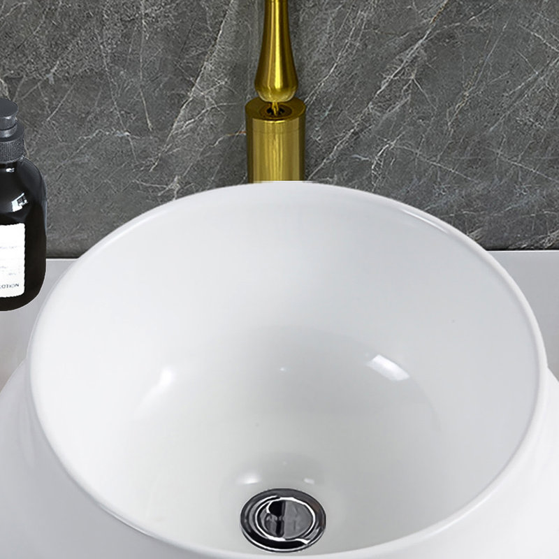 Récipient d'évier en céramique blanche - Teinture, attrait durable pour salle de bain