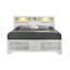 Lit double Soul de style moderne en bois et tiroirs en blanc