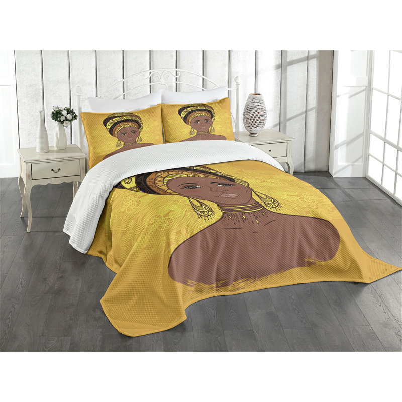 King Quilted Brown Polyester Bedspread Set with Pillow Shams