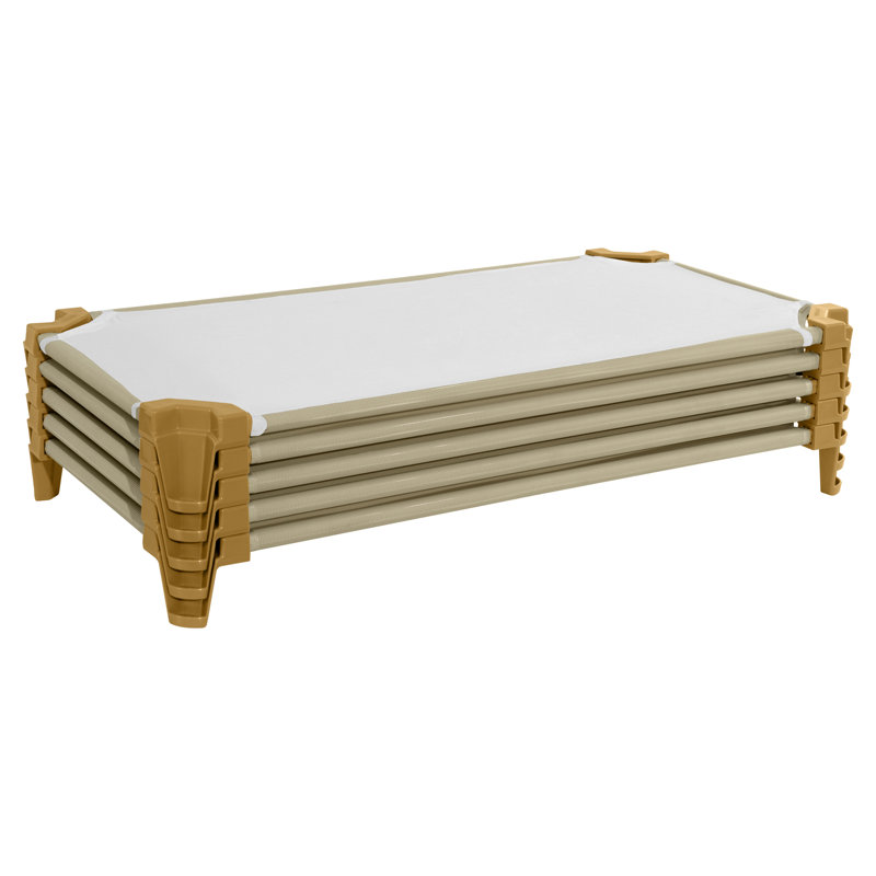 Incredible 40'' Stackable Assembled Kids Cot with Sheets, Toddler, Tan