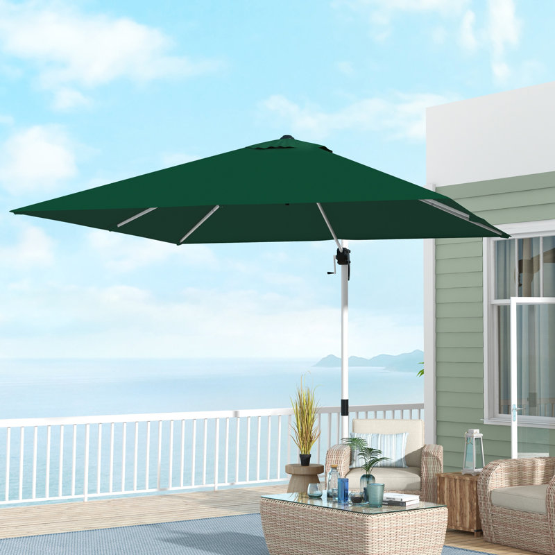 Waloo 100cm X 295cm Rectangular Tilt Cantilever,Beach,Traditional,Balcony Parasol, Green