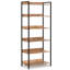 Kelsey 30"W Solid Mango Wood 6 Shelf Modern Industrial Large Bookcase with Metal Frame and Fixed Shelves