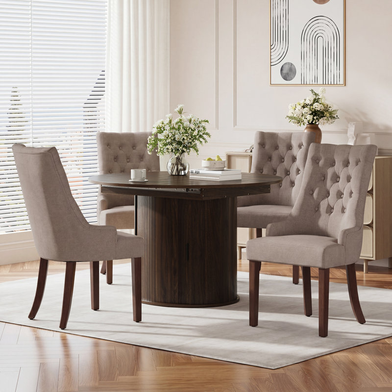 Ensemble de table de salle à manger 4 personnes, 5 Pieces: Table, 4 Chairs, Camel