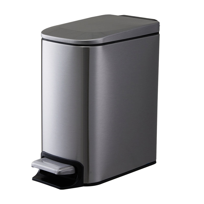 Stainless Steel 6 Litre Step On Waste Basket, Silver