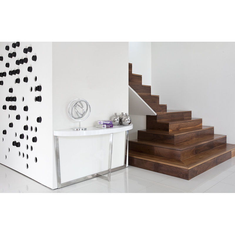 Jackson 55" Oyster Glossy Lacquer Console Table – Modern Slim Console for Entryway, Hallway, or Living Room Display - White Console Table