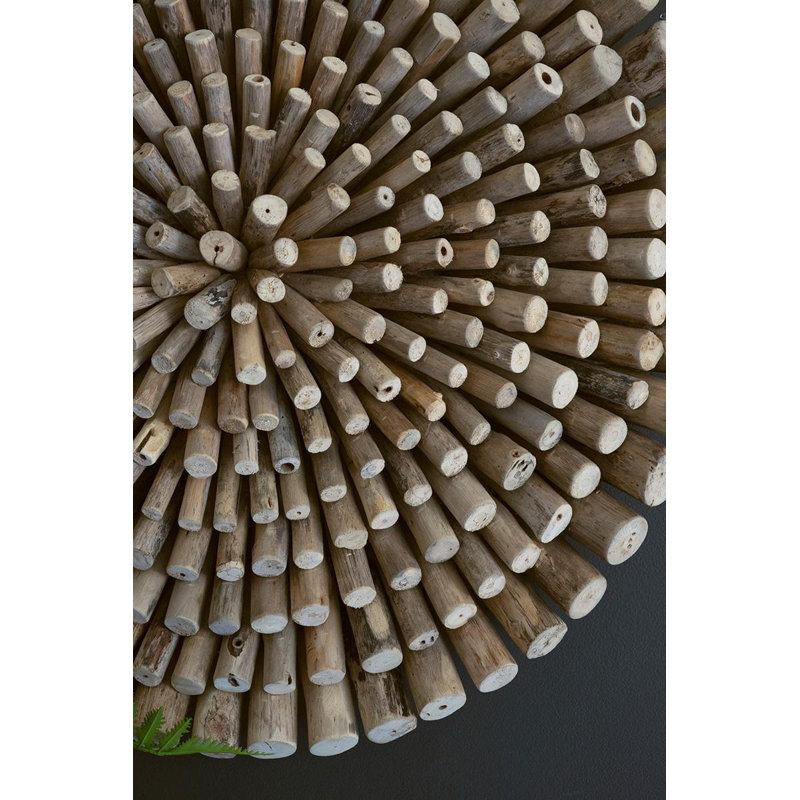  Driftwood Wall Art Round Design Decorative Wall Decor for Coastal Home Accent Brown Distressed Finish