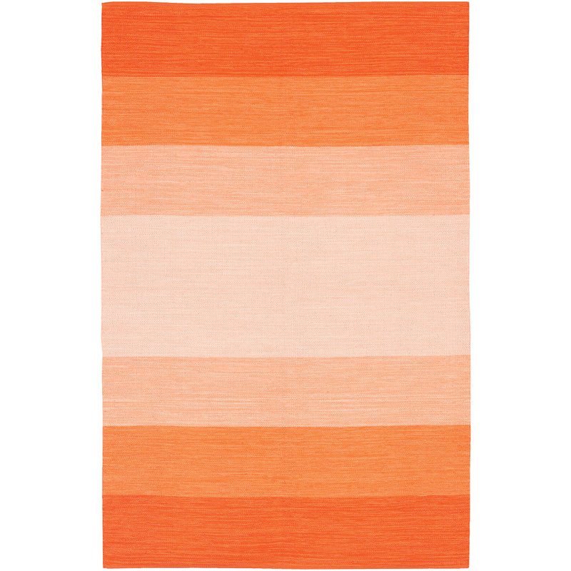 India Hand Loomed Cotton Modern Area Rug in Orange, Rectangle 5' x 7'6"