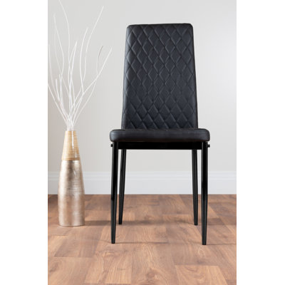 Tierra Modern Chrome Metal & Glass Round Dining Table Set with 6 Quilted Faux Leather Chairs