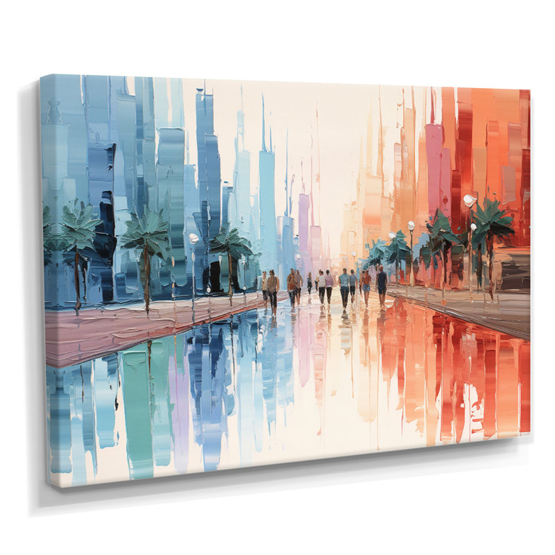 Nassim - Paysage abstrait, art mural, salon, Toile tendue, H 12 po x l 20 po