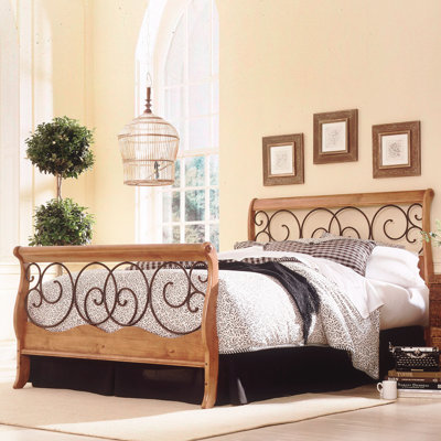 Wood And Metal Sleigh Bed