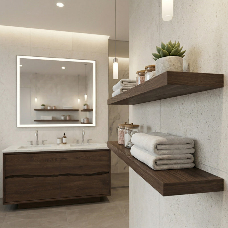 Tablette flottante Rift, Brown Wood