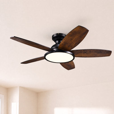 Flush Mount Ceiling Fan with LED Light and Remote